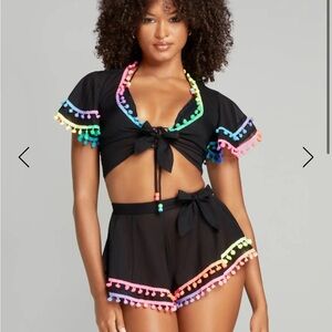 Agent Provocateur Lely Swim Cover Up 2 Piece Set Shorts Top with Multicolor NWOT